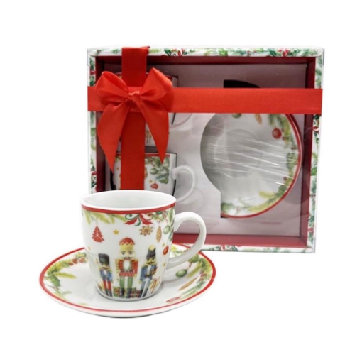 SCHIACCIANOCI SET 2 TAZZINE CON PIATTINO STILE NATALIZIO CON CONFEZIONE 