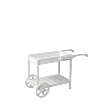 CARRETTO SHABBY ESPOSITORE IN LEGNO PORTA PIANTE BIANCO 103X45X60 CM