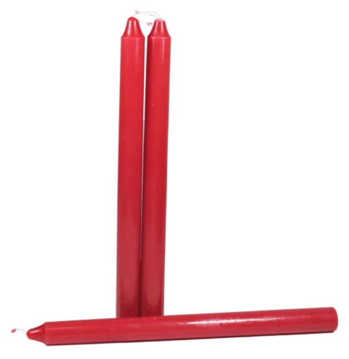 CANDELE ROSSE STEARICHE 3 PZ 25X02D CM LUCE INTENSA LUNGA DURATA FIAMMA POTENTE