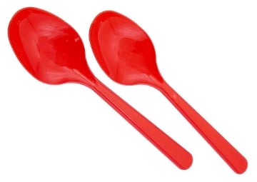 CUCCHIAI DI PLASTICA SET 40 PZ COLORE ROSSO DA TAVOLA E PER FESTE RIUTILIZZABILI