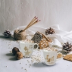 MA MAISON SET 2 TAZZINE BIANCHE E ORO STILE NATALIZIO IDEA REGALO