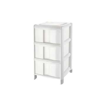 CASSETTIERA BAMBÙ MEDIUM 3 CASSETTI ALTI BIANCO 38.5 X 39.5 X H 67 CM CON PIEDINI E RUOTE