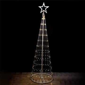 HIGH-TECH ALBERO 3D CON 262 MICROLED H200 CM LUCI BIANCHE PUNTA A FORMA DI STELLA CASCATA DI LUCE 