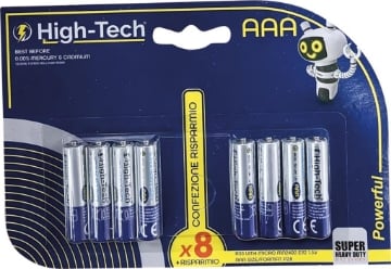 HIGH-TECH BATTERIE AAA 8 PEZZI CONFEZIONE RISPARMIO