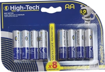 HIGH-TECH BATTERIE AA 8 PEZZI CONFEZIONE RISPARMIO OKX