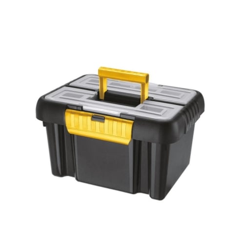 BOX CON COPERCHIO PORTA ATTREZZI - 10 L NERO / AMBRA 35.5 X 26 X H 20 CM CON ORGANIZER INTEGRATO