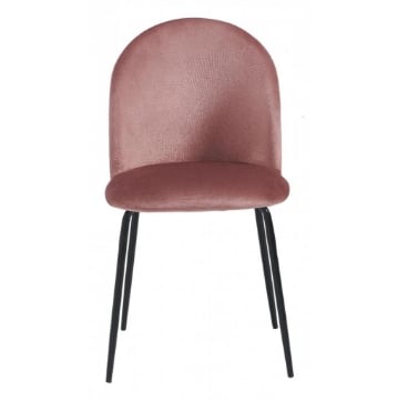 SEDIA BONNIE CON SEDUTA IN VELLUTO ROSA STRUTTURA IN METALLO NERO DIMENSIONI 45X55X82 CM