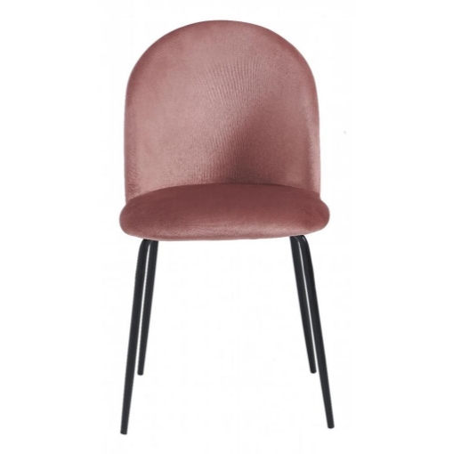SEDIA BONNIE CON SEDUTA IN VELLUTO ROSA STRUTTURA IN METALLO NERO DIMENSIONI 45X55X82 CM