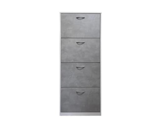 SCARPIERA 4 ANTE RIBALTABILI MODERNO MDF MELAMINA BIANCO E CEMENTO 60X24X115 CM 