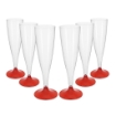 FLUTE CON BASE ROSSA 6 PEZZI REALIZZATI IN PLASTICA