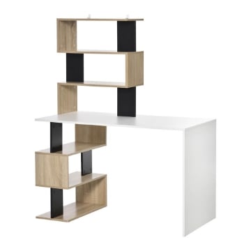 SCRIVANIA CON LIBRERIA PER CAMERA,UFFICIO,PORTA PC IN LEGNO MULTICOLORE, 120X60X148CM USATO COME NUOVO