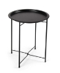 TAVOLINO TONDO IN METALLO PIEGHEVOLE NERO DIAMETRO 38X43H CM CON GAMBE NERE E INCROCIO OKX