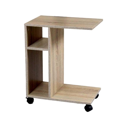 MOBILETTO GAIA CON RUOTE PER LETTO O DIVANO 45X30X56 CM CON RIPIANI NOCE LEGNO OKX