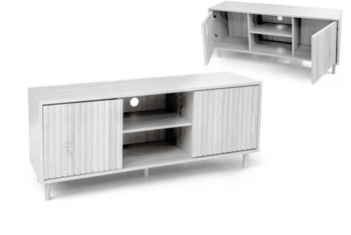MOBILE PORTA TV COLORE BIANCO LEGNO 120X30X50 CM IN LEGNO TRUCIOLARE CON MELAMINICO + ANTE E RIPIANI OKX