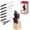 MA MAISON CEPPO IN LEGNO CON 11 COLTELLI + 1 FORBICE CON MANICI COLOR NERO 