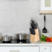 MA MAISON CEPPO IN LEGNO CON 11 COLTELLI + 1 FORBICE CON MANICI COLOR NERO 