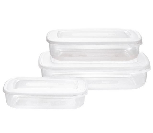 SET FRIGO BOX RETTANGOLARE CON 3PEZZI CON COPERCHIO BIANCO 