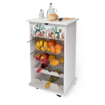 CARRELLO PORTA FRUTTA BANANO 40X45X85 CM IN COLORE BIANCO