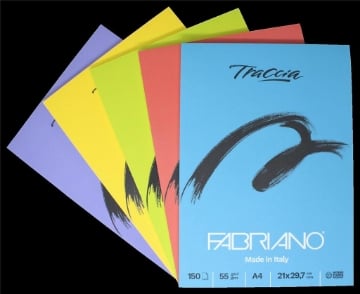 FABRIANO BLOCCO TRACCIA MADE IN ITALY 150 FOGLI 55 GR A4 MISURE 21,29,7 CM COLORI ASSORTITI 
