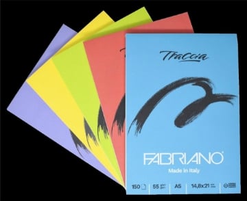 FABRIANO BLOCCO TRACCIA MADE IN ITALY 150 FOGLI 55 GR A5 MISURE 14,8X21 CM COLORI ASSORTITI 