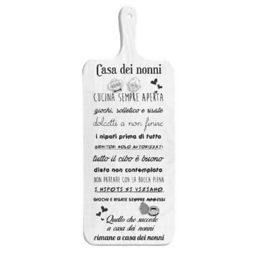 TAGLIERE DA CUCINA BIANCO IN MISURA 15X37 CM CON TEMA E SCRITTA SUI NONNI 