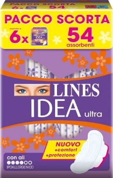 LINES IDEA ULTRA GIORNO CON ALI PACCO SCORTA DA 54 ASSORBENTI