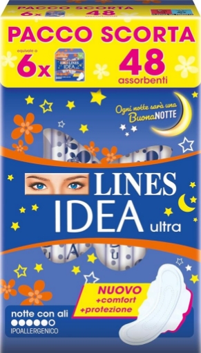 LINES IDEA ULTRA NOTTE CON ALI PACCO SCORTA DA 48 ASSORBENTI OKX