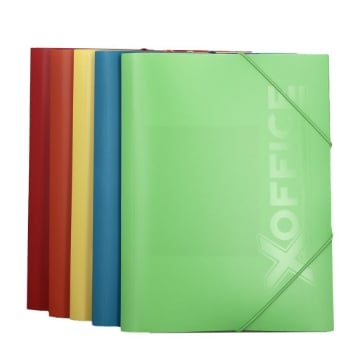 BOX 5 CARTELLEPORTA DOCUMENTI IN PLASTICA CON ELASTICO 5 COLORI ASSORTITI FORMATO A4 OKX