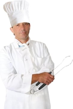 CAPPELLO DA CHEF BIANCO CLASSICO 61 CM FORMA TONDA IN COTONE 