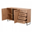 MOBILE CREDENZA IN LEGNO TRUCIOLARE BILAMINATO COLORE ROVERE ARTIGIANO E NERO CM 159 X 42 X 92,5 H OKX