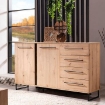 MOBILE CREDENZA IN LEGNO TRUCIOLARE BILAMINATO COLORE ROVERE ARTIGIANO E NERO CM 159 X 42 X 92,5 H OKX