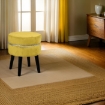 POUF SGABELLO POGGIAPIEDI TONDO STRUTTURA IN LEGNO SEDUTA IN VELLUTO COLORE OCRA 35 * 41H CM GAMBE NERE 