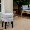 POUF SGABELLO POGGIAPIEDI TONDO STRUTTURA IN LEGNO SEDUTA IN VELLUTO COLORE CIELO 35 * 41H CM GAMBE NERE 