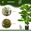 PIANTA VERDE ARTIFICIALE DA 95 CM E 33 FOGLIE CON VASO NERO Ø15X13 CM, IN PEVA, PE E CEMENTO