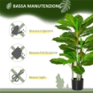 PIANTA VERDE ARTIFICIALE DA 95 CM E 33 FOGLIE CON VASO NERO Ø15X13 CM, IN PEVA, PE E CEMENTO