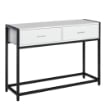 TAVOLO CONSOLLE PER INGRESSO CON 2 CASSETTI IN LEGNO BIANCO E METALLO NERO