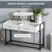 TAVOLO CONSOLLE PER INGRESSO CON 2 CASSETTI IN LEGNO BIANCO E METALLO NERO