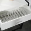 TAVOLO CONSOLLE PER INGRESSO CON 2 CASSETTI IN LEGNO BIANCO E METALLO NERO
