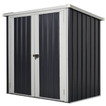 CASETTA DA GIARDINO IN ACCIAIO CON DOPPIA PORTA 147 X 86 X 134 CM NERO E BIANCO