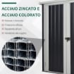 CASETTA DA GIARDINO IN ACCIAIO CON DOPPIA PORTA 147 X 86 X 134 CM NERO E BIANCO