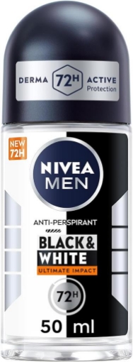 NIVEA MEN BLACK & WHITE INVISIBLE ROLL-ON 50 ML DEODORANTE UOMO 72H ANTITRASPIRANTE NO ODORI SUDORE IRRITAZIONI E MACCHIE OKX