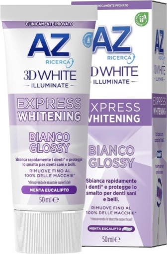 AZ DENTIFRICIO 3D WHITE ILLUMINATE EXPRESS WHITENING BIANCO GLOSSY 50 ML SBIANCA RAPIDAMENTE OKX