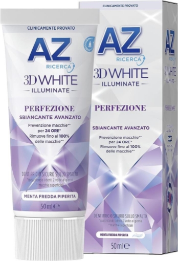 AZ RICERCA DENTIFRICIO 3D WHITE ILLUMINATE PERFEZIONE SBIANCANTE 50ML GUSTO MENTA FREDDA PIPERITA OKX
