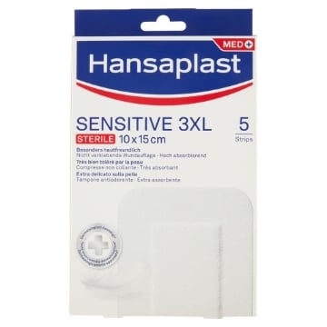 HANSAPLAST CEROTTI SENSITIVE 3XL MEDICAZIONE FERITE MEDIO-GRANDI IPOALLERGENICI SENZA LATTICE 5 PEZZI 8 X 10 CM OKX