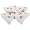 APPENDINO A FORMA DI CUORE 1 PZ IN COTONE CON BOTTONE DECORATIVO  COLORI ASSORTITI 8H CM