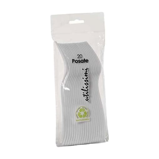 FORCHETTE RIUTILIZZABILI COLORE BIANCO 20 PEZZI 19CM 