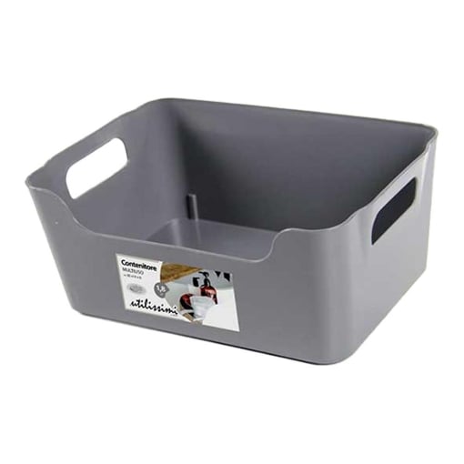 ORGANIZER CONTENITORE MULTIUSO SEMPLICE CON MANICI IN PLASTICA 3 COLORI ASSORTITI 20HX14X8 CM 1800 ML