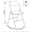 SEDIA PIEGHEVOLE SLIM NERA OPACA IN METALLO CON IMBOTTITURA 79HX45X44 CM OKX