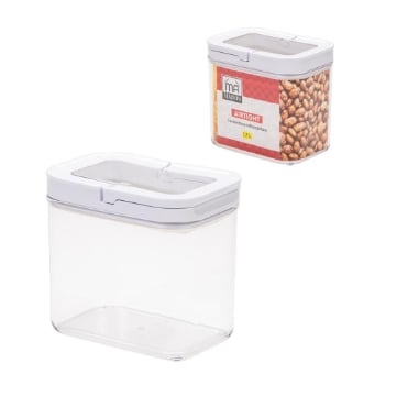 MA MAISON CHIUSURA AIR TIGHT CONTENITORE RETTANGOLARE TRASPARENTE CON TAPPO BIANCO APRIBILE PARZIALMENTE 1,7 LT OKX