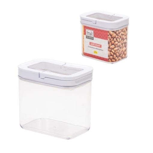 MA MAISON CHIUSURA AIR TIGHT CONTENITORE RETTANGOLARE TRASPARENTE CON TAPPO BIANCO APRIBILE PARZIALMENTE 1,7 LT OKX